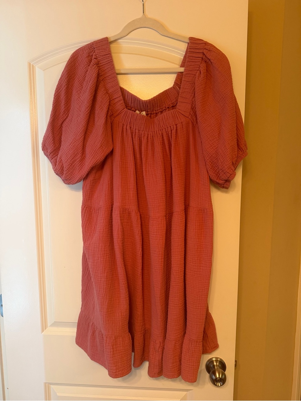Wonderly Puff Sleeve Gauze Dress - Dusty Rose